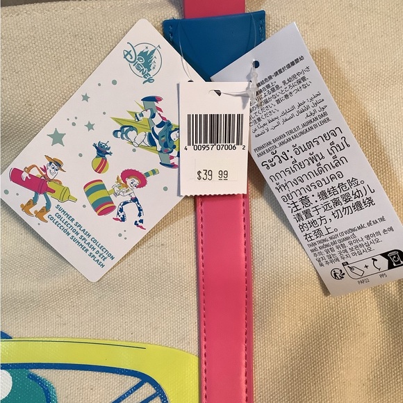 Disney Parks Pixar Toy Story Snorkeling Rex ~ Canvas tote Large Travel Beach Bag - Picture 15 of 15